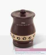 Brown Ceramic Angelo Pawprint Large Pet Urn