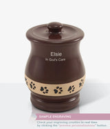 Brown Ceramic Angelo Pawprint Large Pet Urn