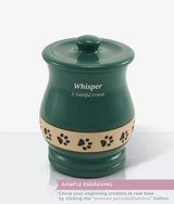 Green Ceramic Angelo Pawprint Large Pet Urn