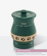 Green Ceramic Angelo Pawprint Large Pet Urn