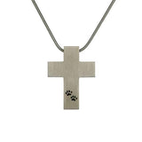 Pewter Stainless Steel Comely Cross Pawprint