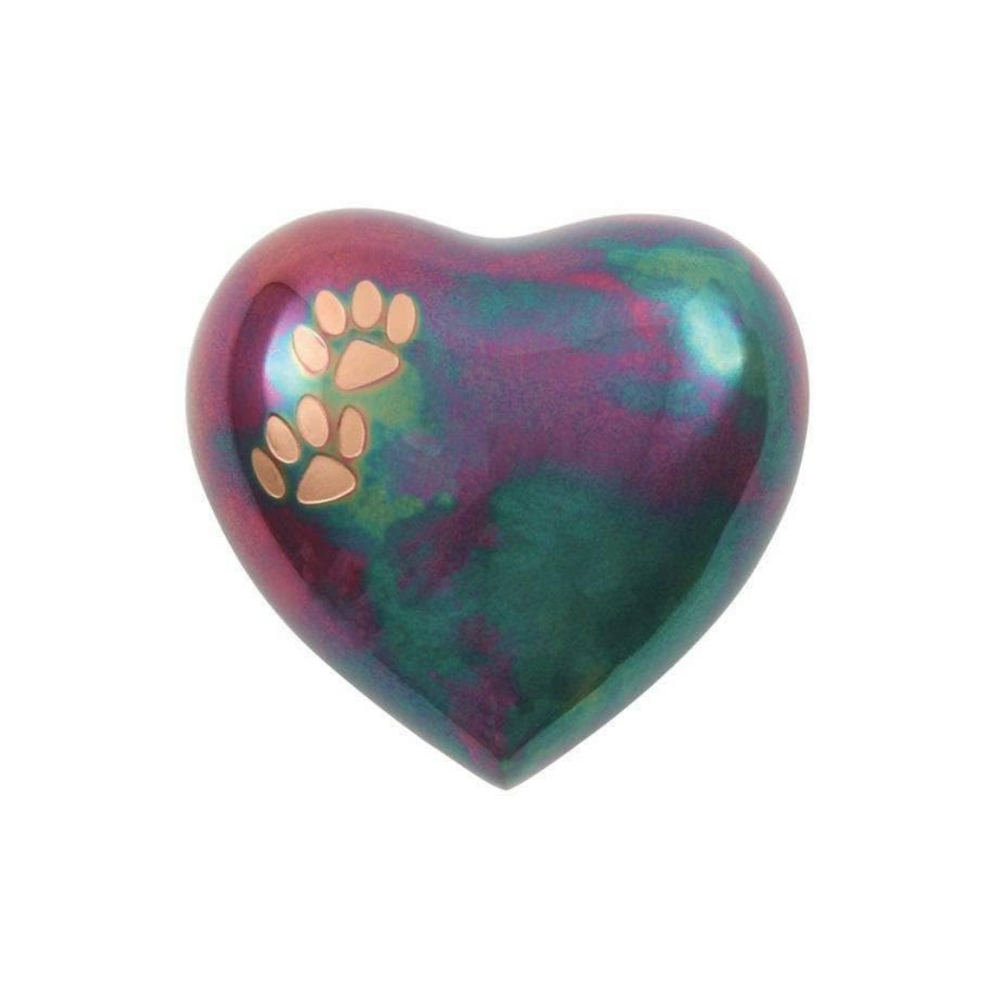 Amorette Raku Heart Pet Urn Online : Mittens & Max