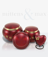 Red Brass Heart Pet Keepsake Urn