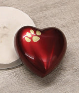 Red Brass Heart Pet Keepsake Urn