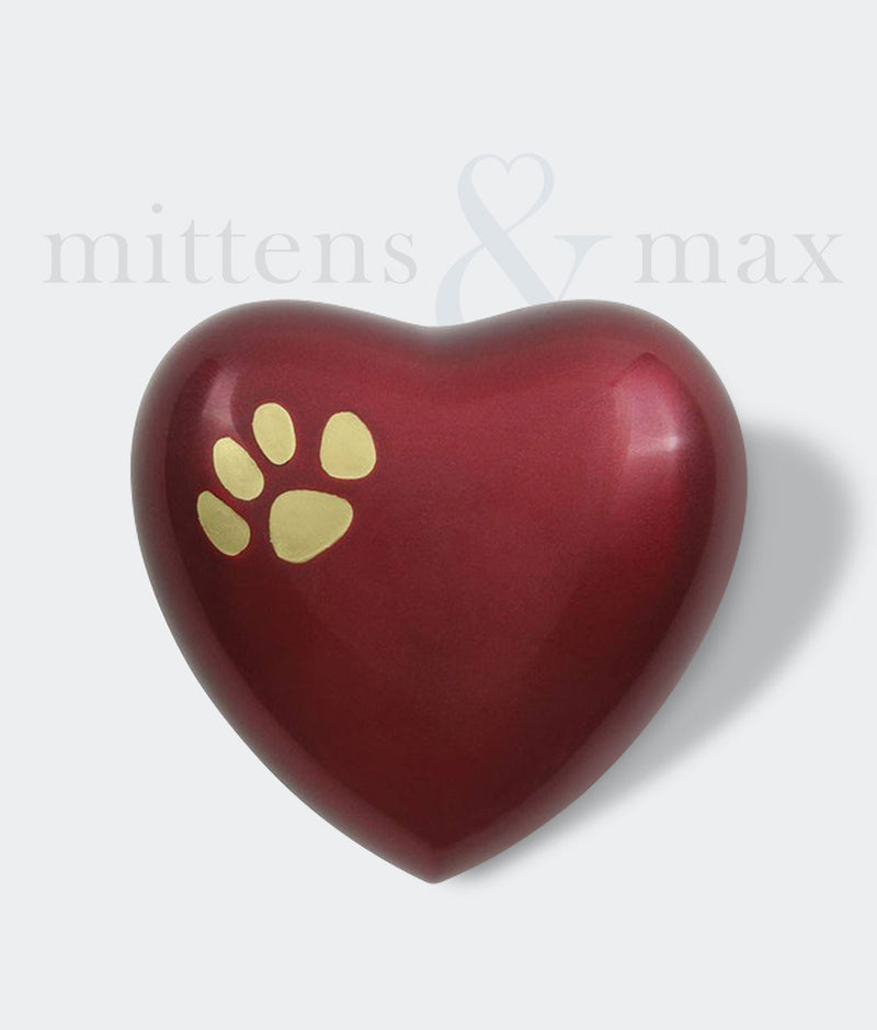 Red Brass Heart Pet Keepsake Urn