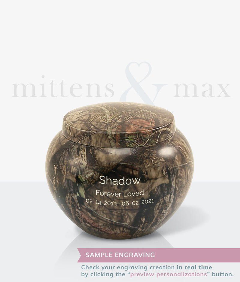 Noah Oak Camo Pet Urn - Mittens & Max, LLC