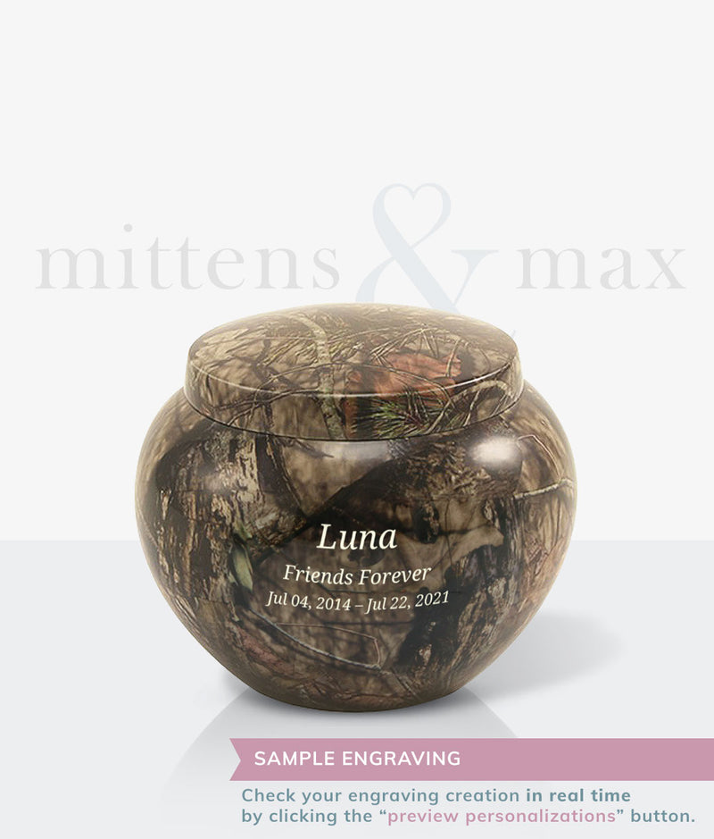 Noah Oak Camo Pet Urn - Mittens & Max, LLC