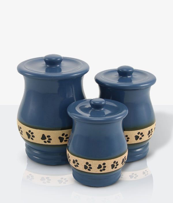 Blue Ceramic Angelo Pawprint Pet Urn Collection