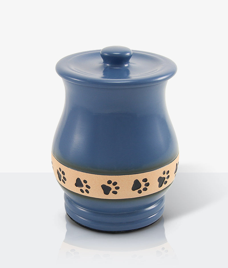 Blue Ceramic Angelo Pawprint Large Pet Urn