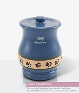 Blue Ceramic Angelo Pawprint Large Pet Urn