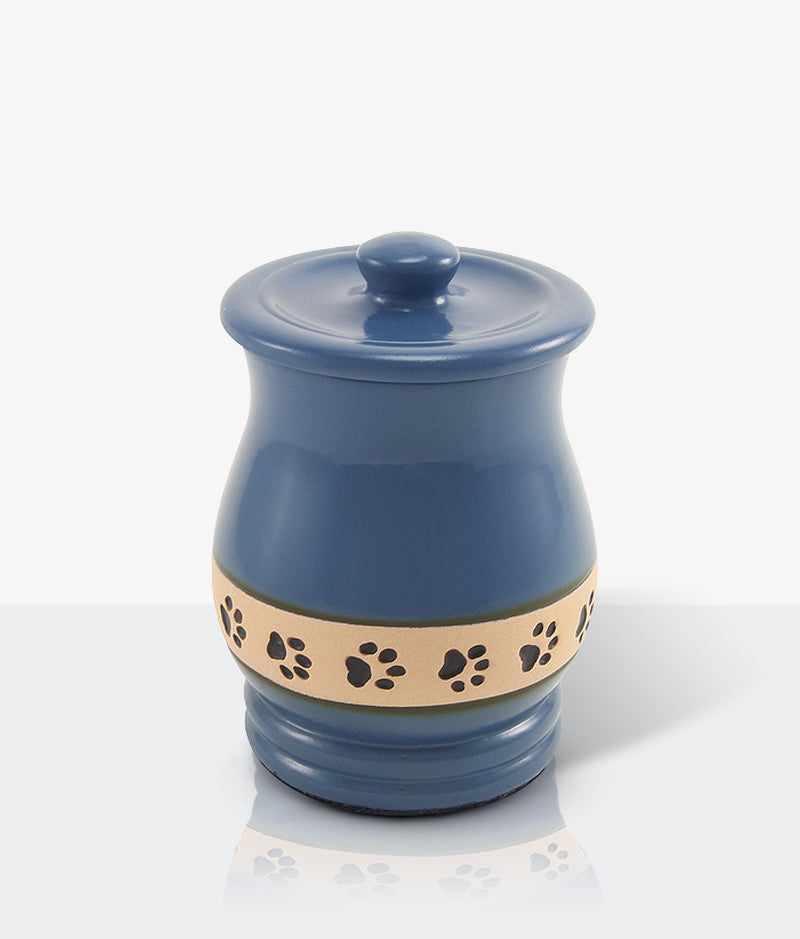 Blue Ceramic Angelo Pawprint Medium Pet Urn