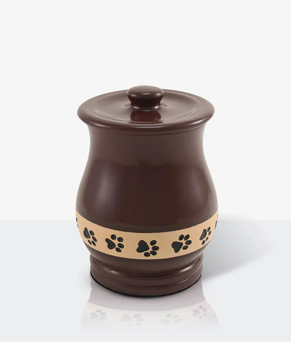 Brown Ceramic Angelo Pawprint Medium Pet Urn