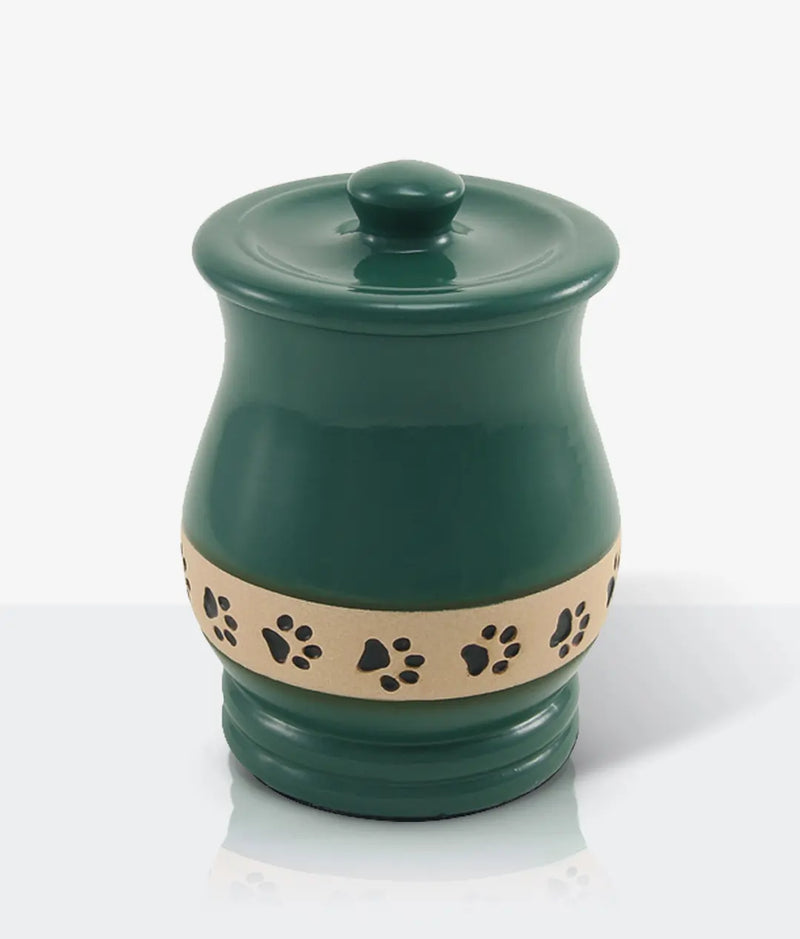 Green Ceramic Angelo Pawprint Large Pet Urn