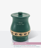 Green Ceramic Angelo Pawprint Medium Pet Urn