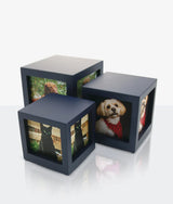 Navy Photo Cube Pet Urn