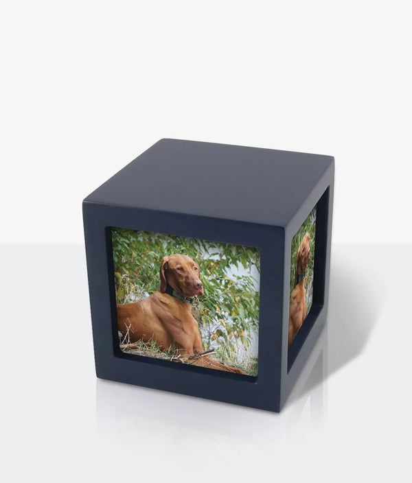 Navy Photo Cube Large Pet Urn