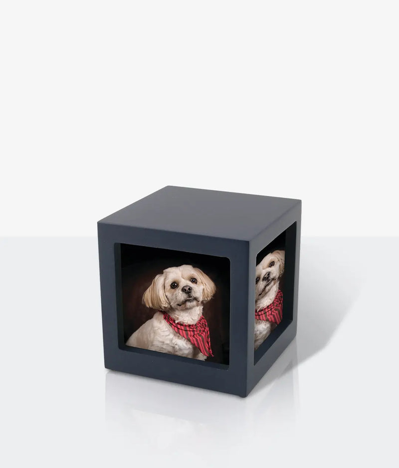 Navy Photo Cube Medium Pet Urn