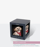 Navy Photo Cube Pet Urn