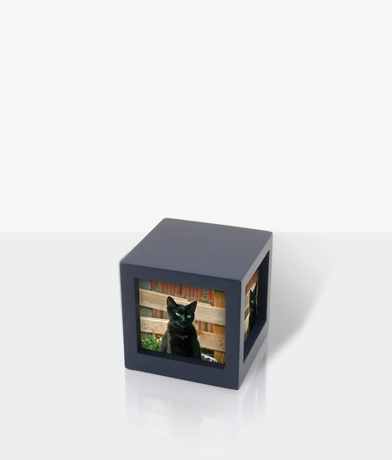 Navy Photo Cube Small Pet Urn