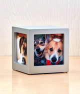 Silver Photo Cube Pet Urn