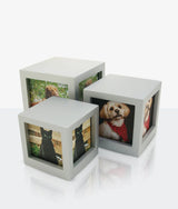 Silver Photo Cube Pet Urn