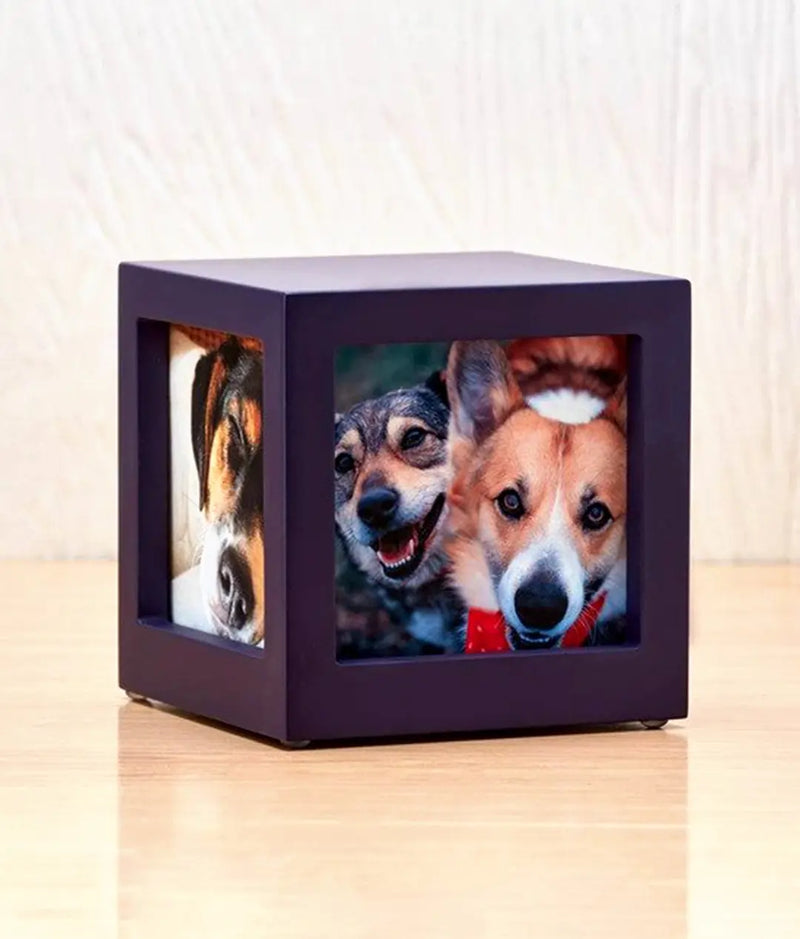 Purple Photo Cube Pet Urn