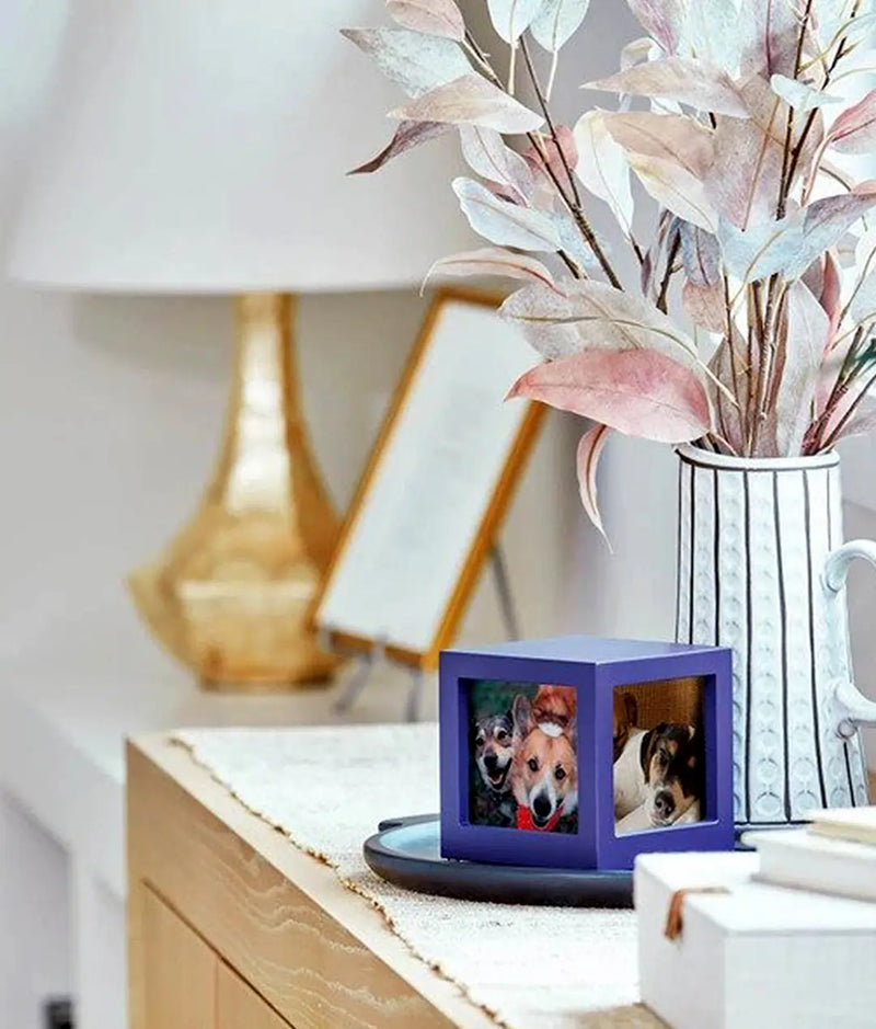 Purple Photo Cube Pet Urn