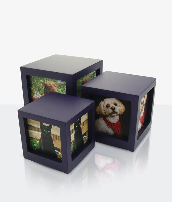 Purple Photo Cube Pet Urn Collection