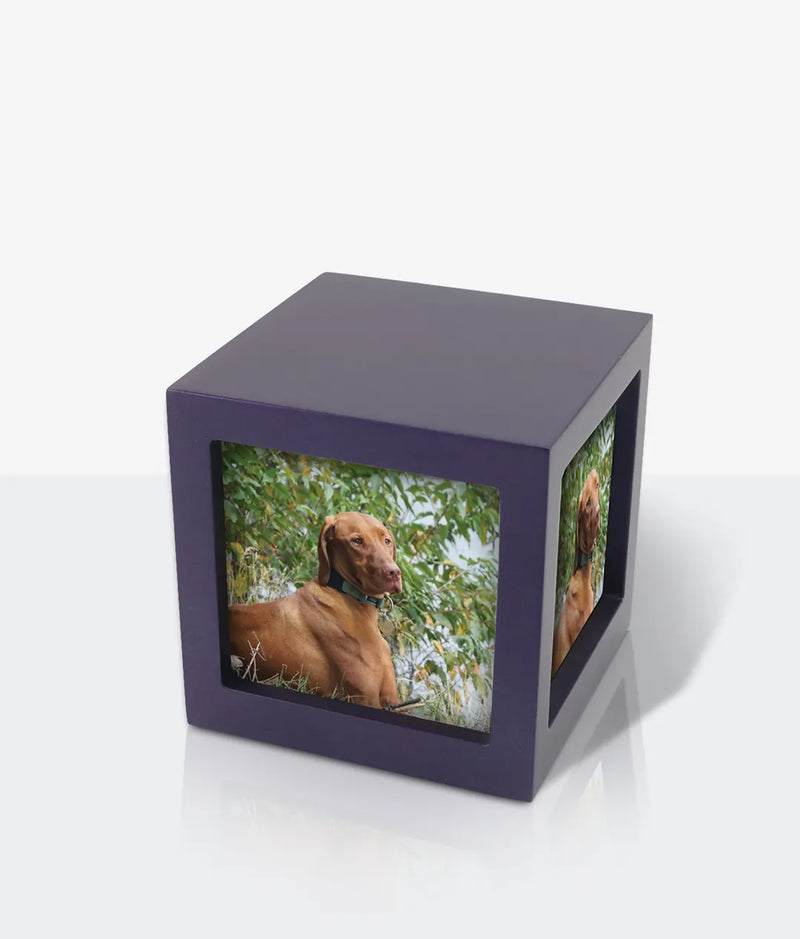Purple Photo Cube Large Pet Urn