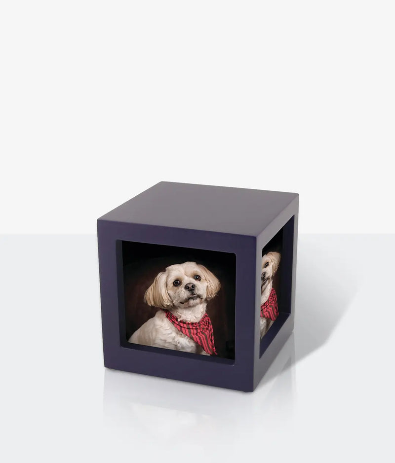 Purple Photo Cube Medium Pet Urn