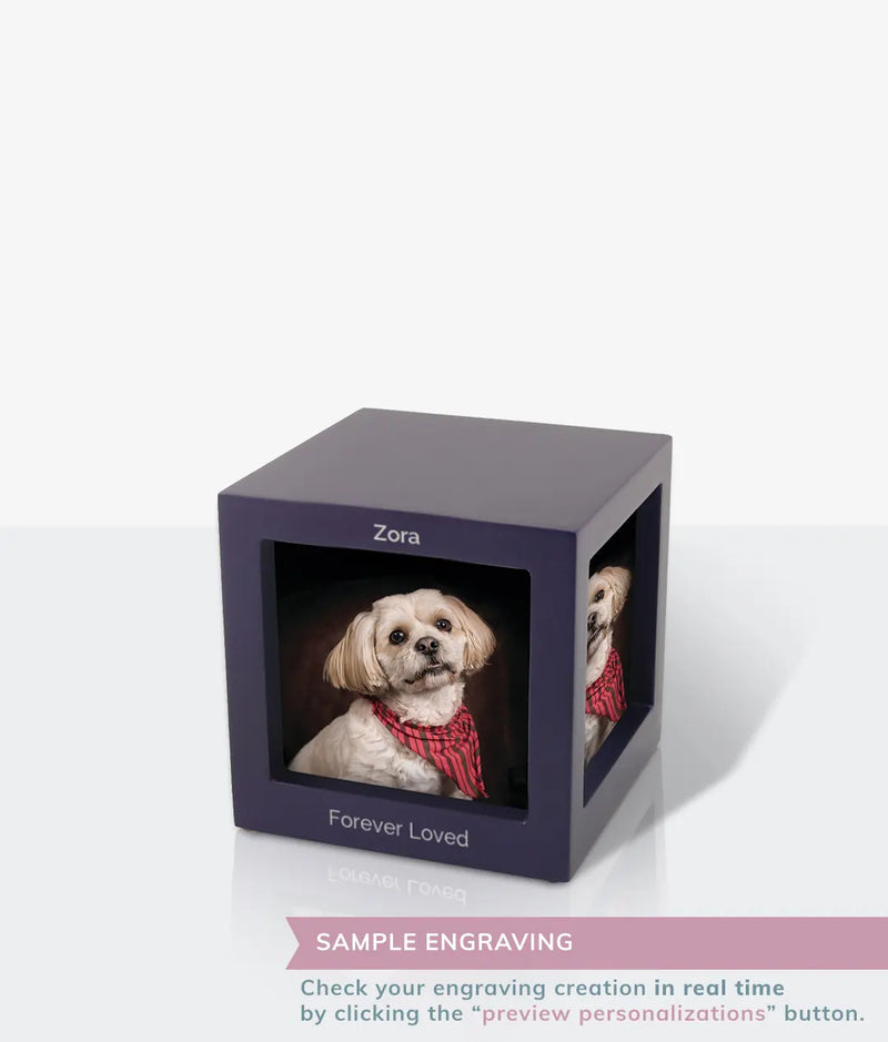 Purple Photo Cube Medium Pet Urn