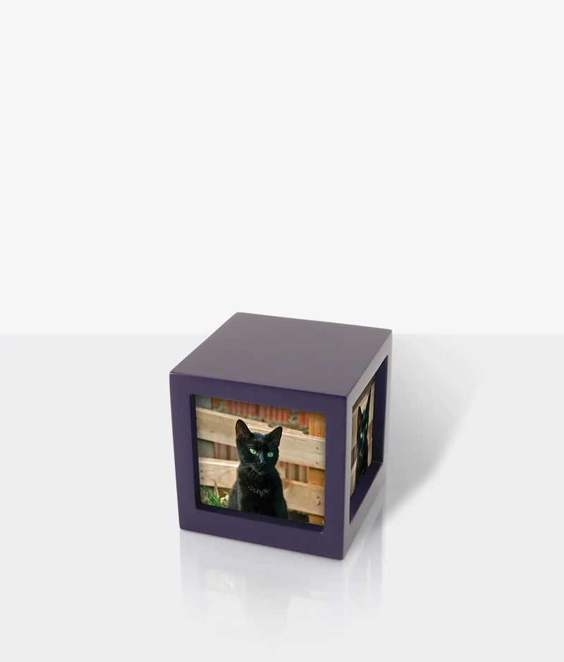 Purple Photo Cube Small Pet Urn