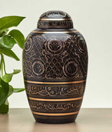 Black Brass Engraved Ornamental Extra Large Pet Urn