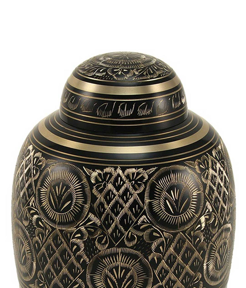 Black Brass Engraved Ornamental Extra Large Pet Urn