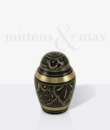 Black Brass Engraved Ornamental Pet Keepsake Urn
