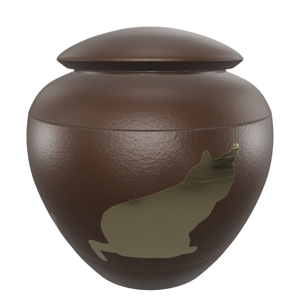 Brown Brass Felina Medium Pet Urn