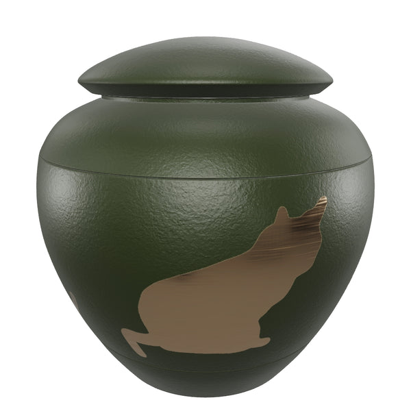 Green Brass Felina Medium Pet Urn