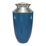 Blue Aluminum with Brass Annie  Extra Large Pet Urn