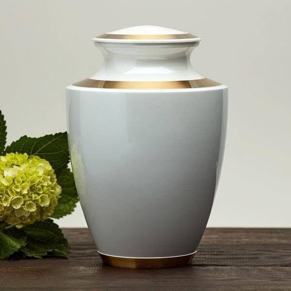 White Brass Amanda Pearl Extra Large Pet Urn 