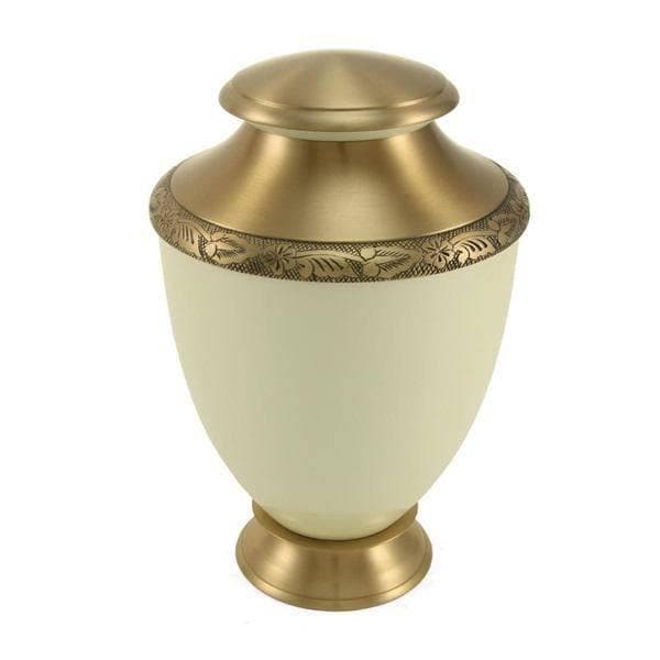 White Aluminum with Brass Amaranta Extra Large Pet Urn