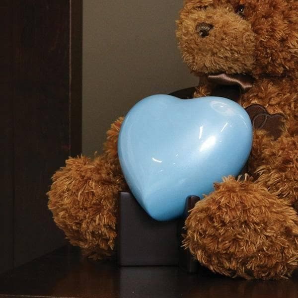 Blue Brass Amorette Pearl Heart Small Pet Urn