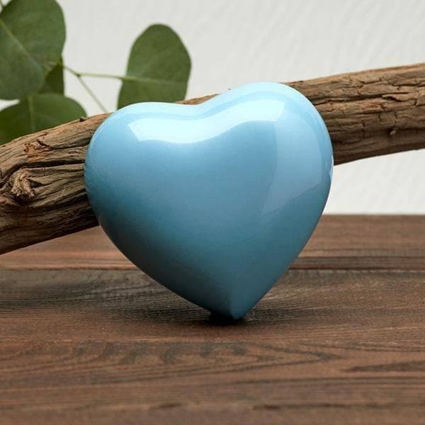 Blue Brass Amorette Pearl Heart Small Pet Urn