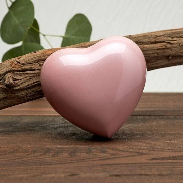 Pink Brass Amorette Pearl Heart Small Pet Urn 