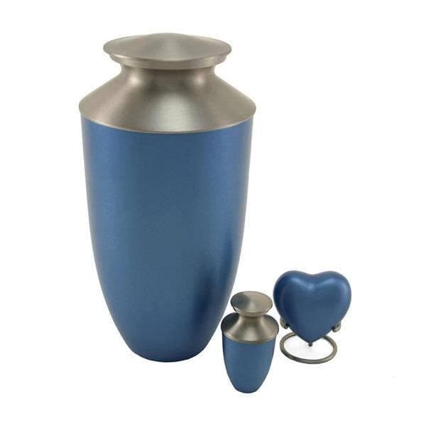 Blue Aluminum with Brass Annie  Extra Large Pet Urn