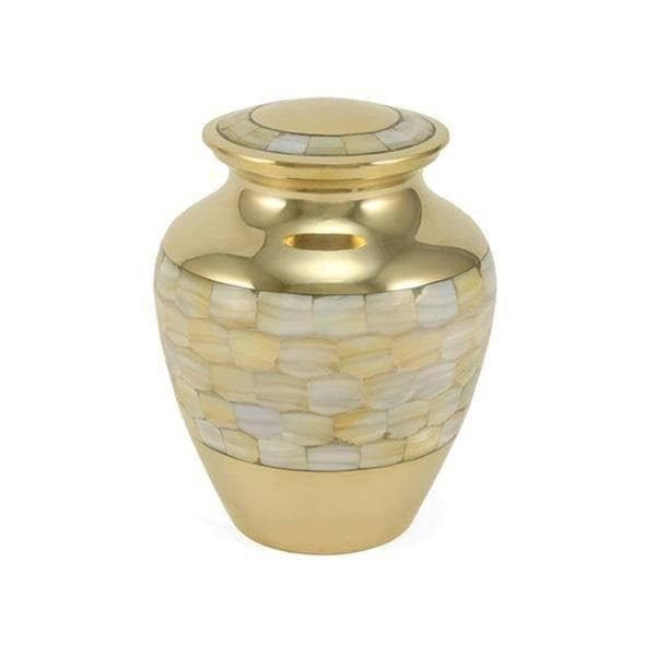 Mother of Pearl Brass Large Pet Urn