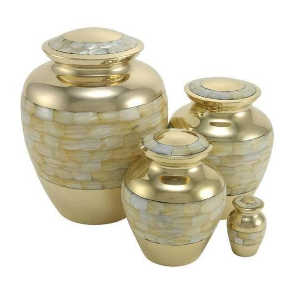 Mother of Pearl Brass Pet Keepsake Urn