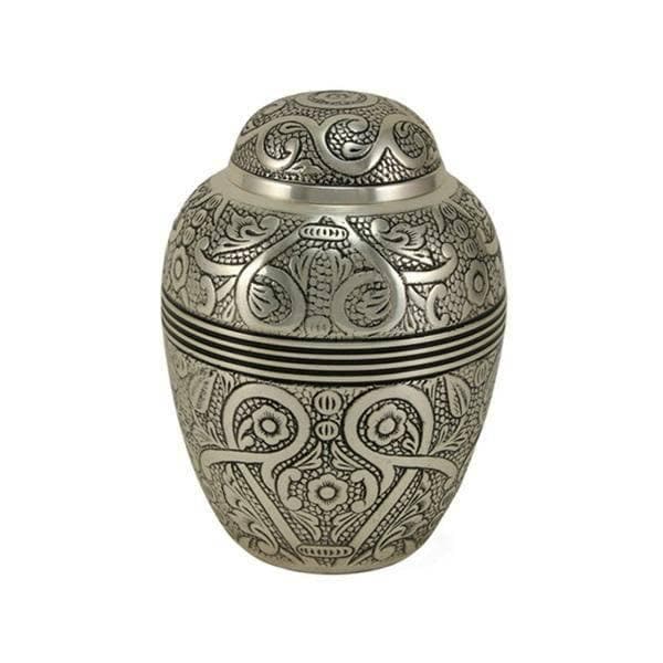 Silver Embossed Brass Large Pet Urn