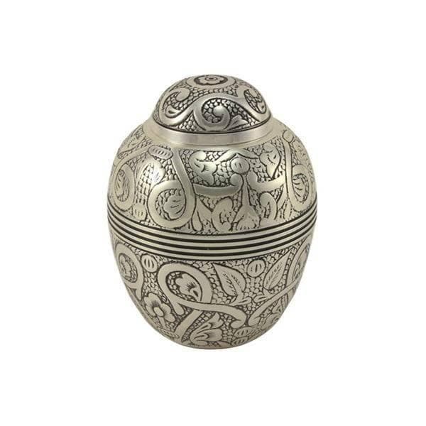 Silver Embossed Brass Medium Pet Urn