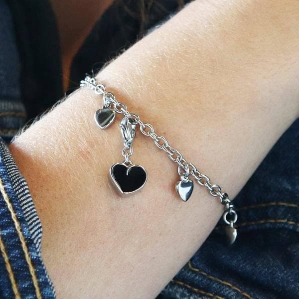 Stainless Steel Esmé Hearts Charm Bracelet