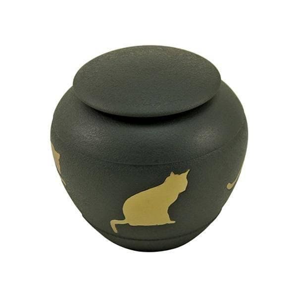 Gray Brass Felina Medium Pet Urn